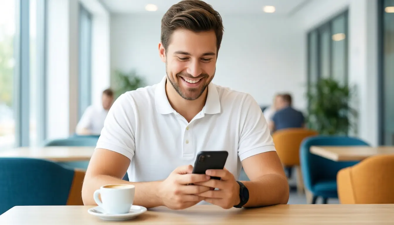 Arbeitnehmer prüft seinen Netto-Vorteil am Smartphone